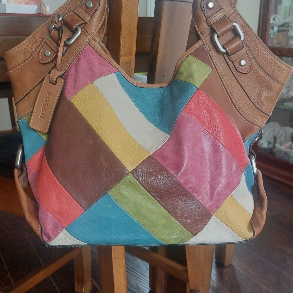 Fossil Multicolor Patchwork Leather Shoulder Bag